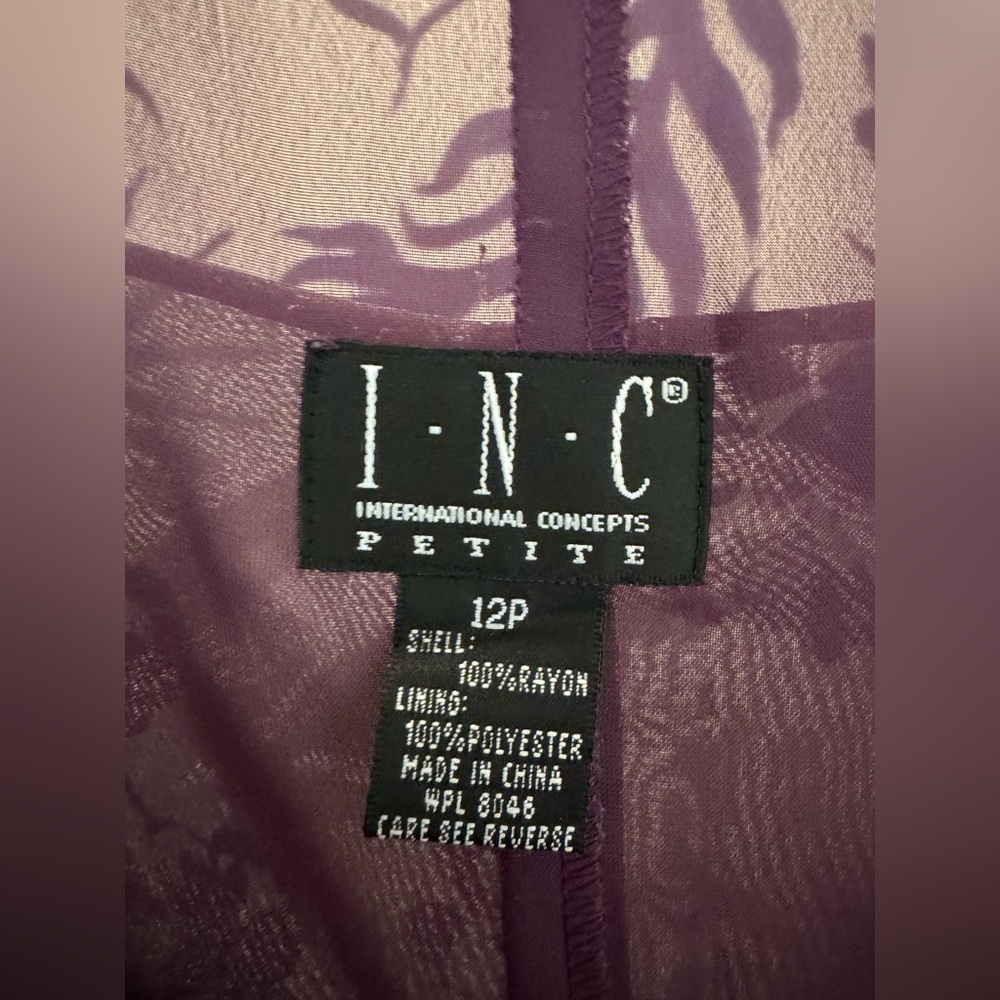 2000s Y2K Vintage INC International Concepts Floral Purple and Gray Dress Size 8 - Picture 4 of 4